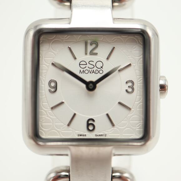 ESQ Movado Silver Tone 23mm Square Watch Swiss Made Buckle Bracelet New Battery main image 7